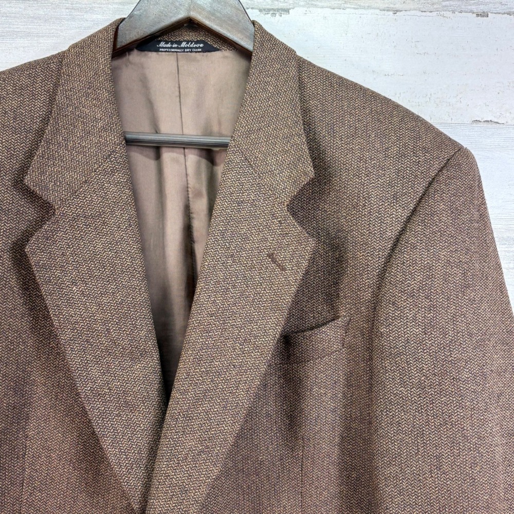 Mens Tailors Row by Deansgate 42L Brown Silk Wool Blend Textured‎ Blazer Jacket